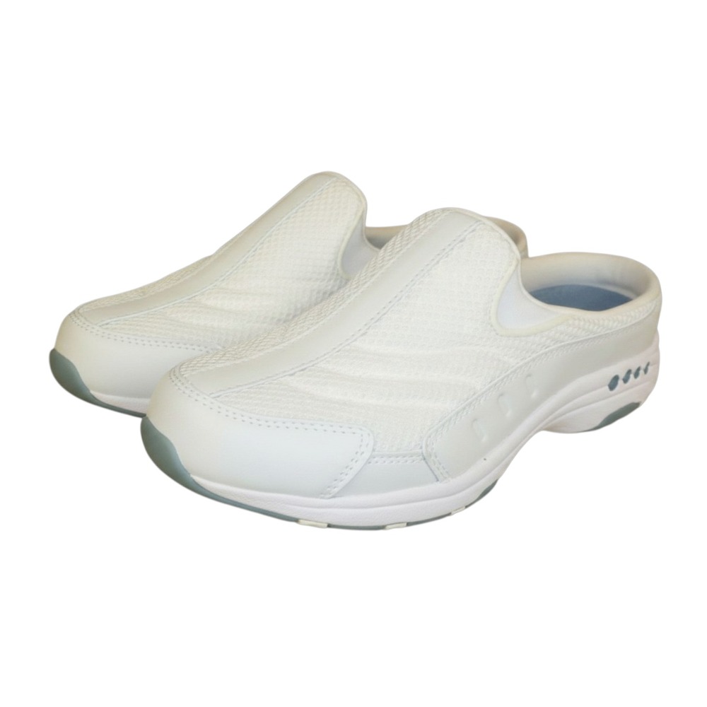EASY SPIRIT TravelTime TRAVEL TIME CLOGS Sneakers Slip-On White Leather 6.5-M